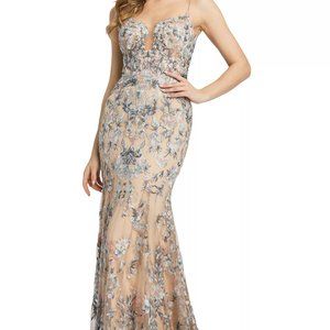 Mac Duggal - Floral Embroidered Chiffon Trumpet Gown